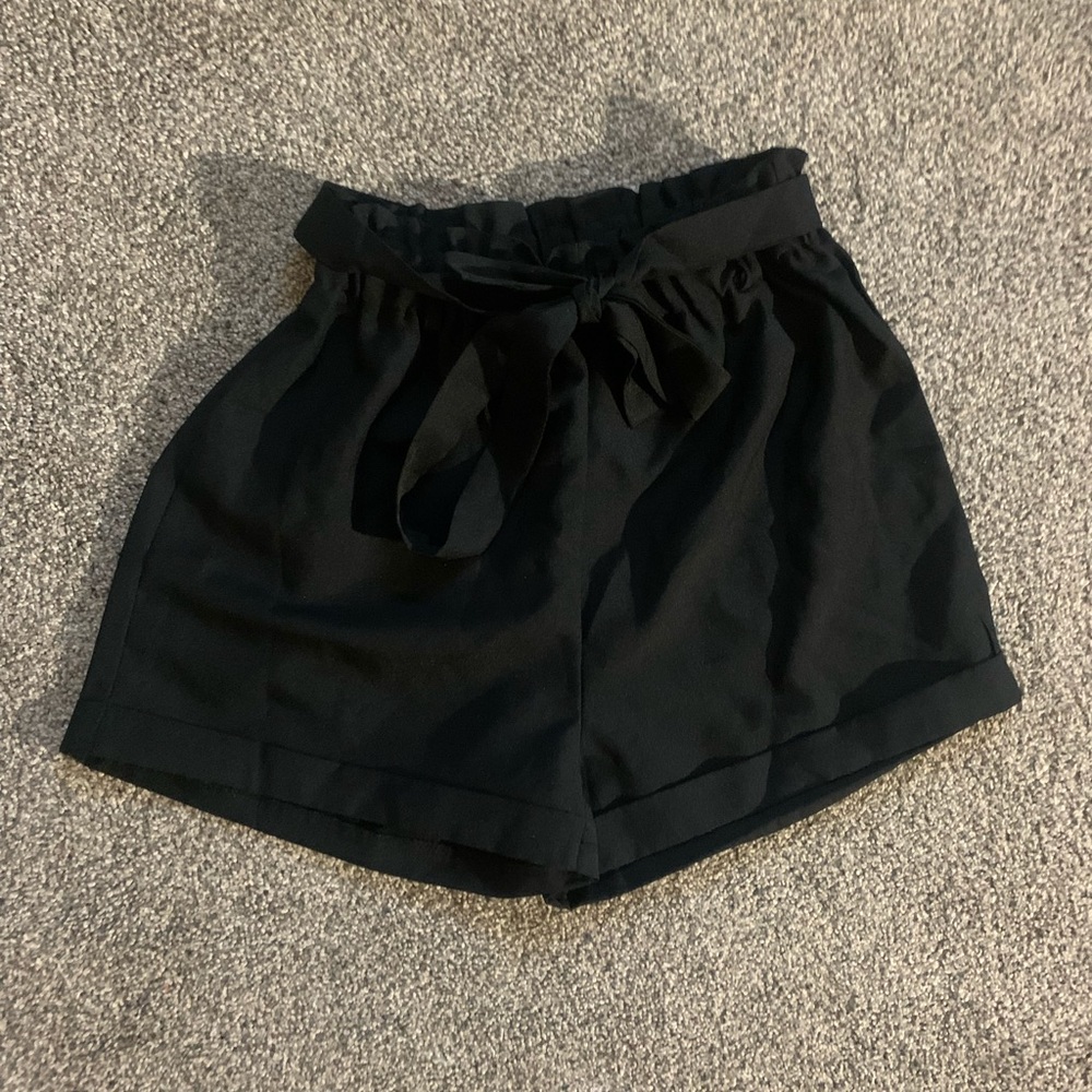 Black paper bag shorts